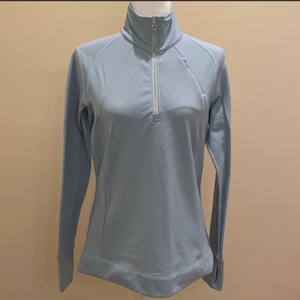 NILS 3/4 zip fleece-lined pullover in baby blue
